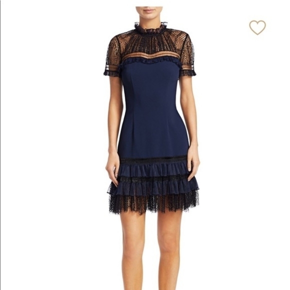 Jonathan Simkhai Dresses & Skirts - JONATHAN Simkai Navy Black Mock Neck Plisse Tulle Mini Cocktail Dress NW…